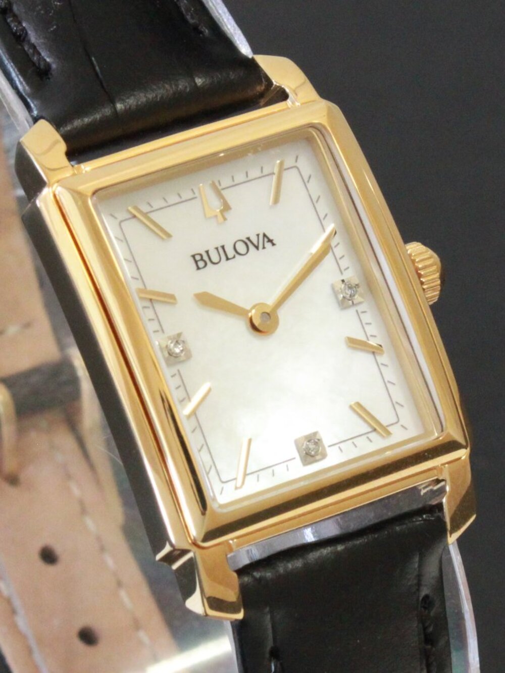 Bulova Ladies Sutton Classic Watch Diamond Accents MOP Dial Black Leather 21mm - Picture 5 of 11